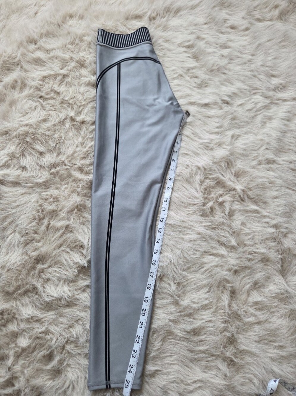 ALO Yoga Kids Gray Leggings with Black Stripe